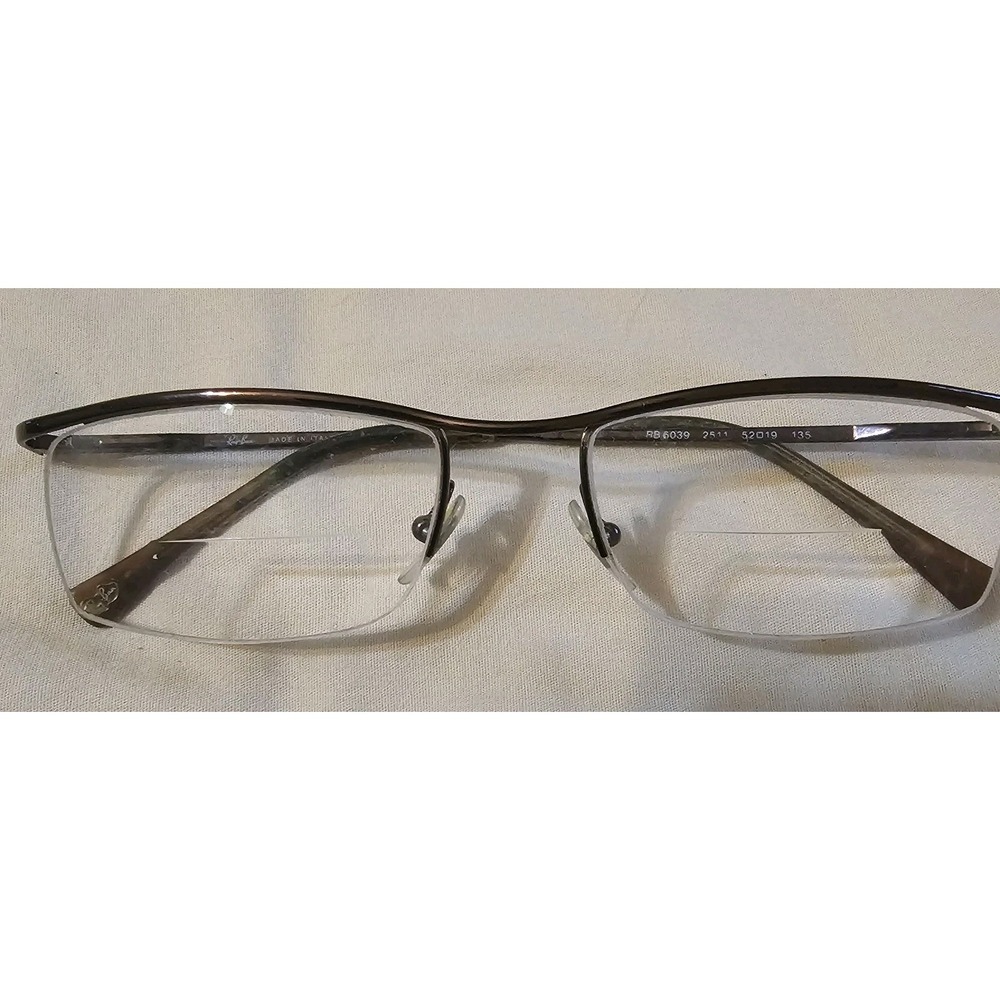 Ray-Ban Eyeglasses RB 6039 2511 Brown Half Rim Metal Frame Italy 52[]19 135
